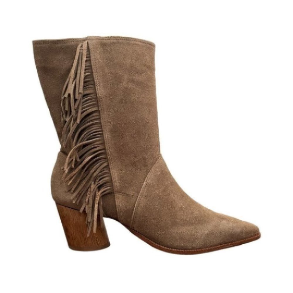 New Bernardo Anthropologie Felix Suede Fringe Boots 8.5